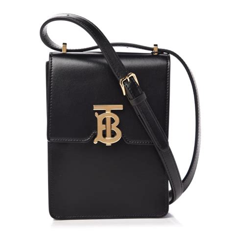 BURBERRY Smooth Calfskin TB Robin Bag Black.